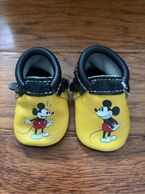 Freshly Picked Yellow and Black Mickey Mouse Toddler Moccasins